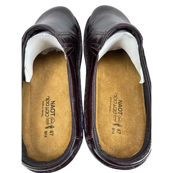 Naot Bjorn Clog Slip On Casual Mens 14 14.5 EU 47 Walnut Leather Cork Footbed